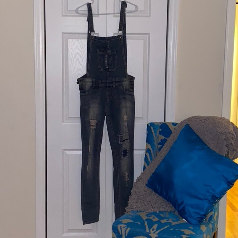 Distressed Jean Overalls